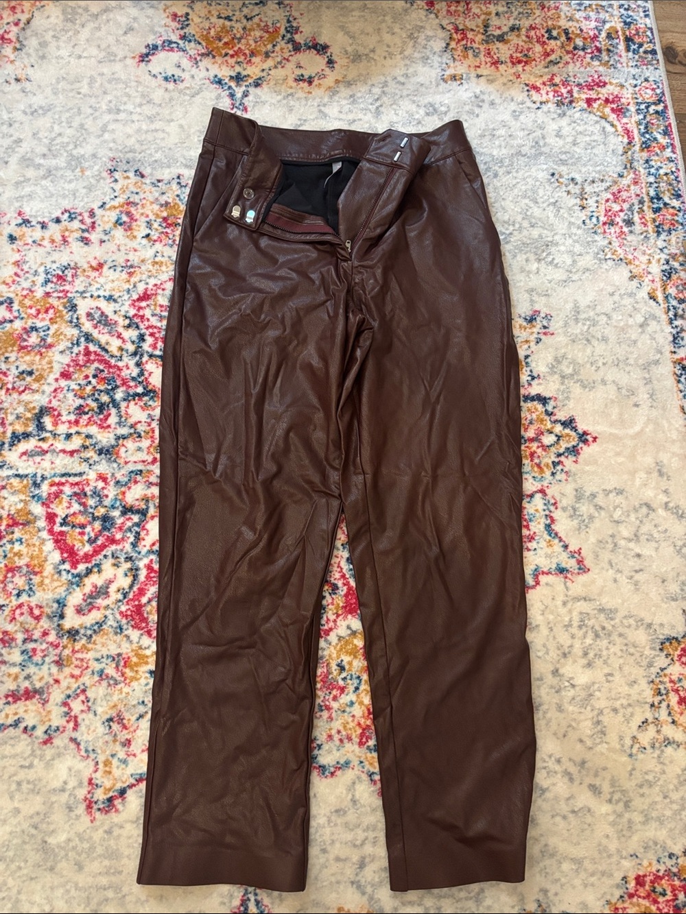 Women’s Brown Faux Leather Pants